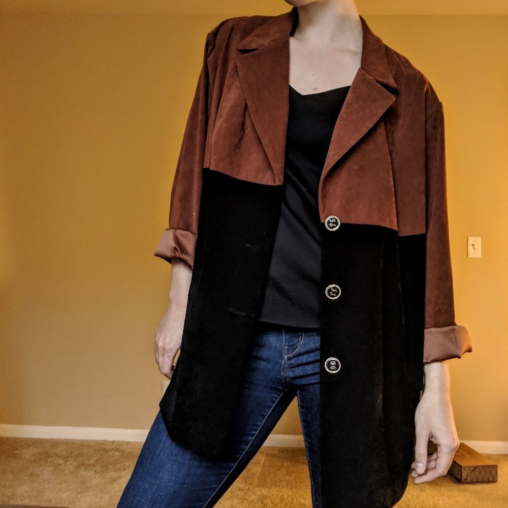 Vintage blazer jacket faux suede